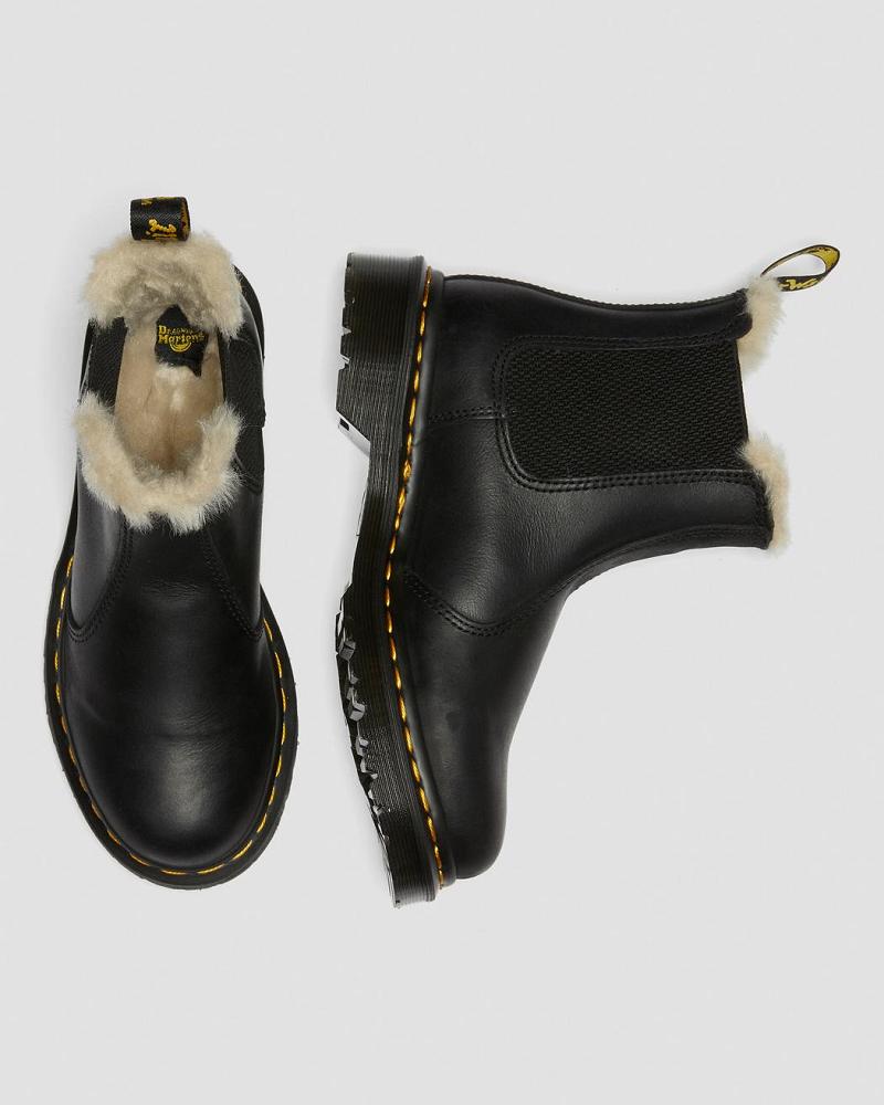 Dr Martens 2976 Faux Fur Gevoerde Enkellaars Dames Zwart | NL 80AHK